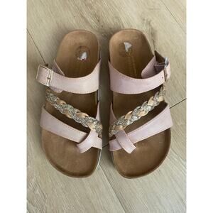 White Mountain sandals girls size 2 pink gold slip on comfort NEW